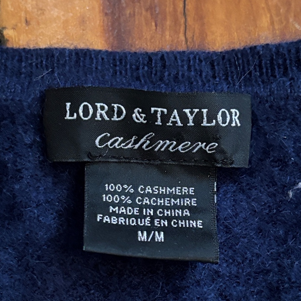 Women's Navy Crew Neck Kashmir Sweater - Picture 3 of 4